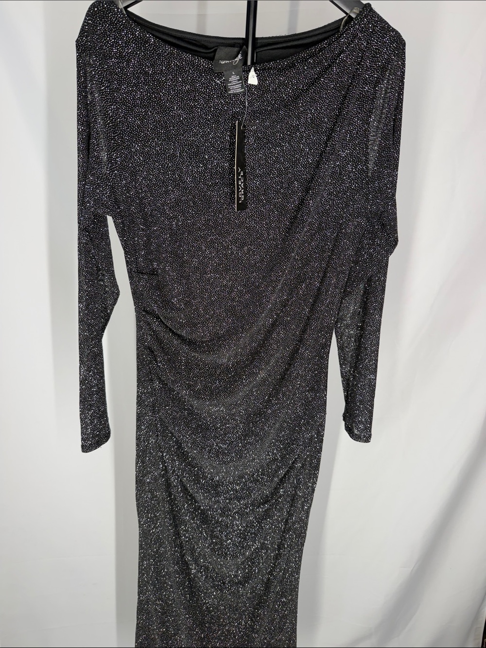 Lovely &Grace Sparkle Black Long-Sleeve Evening Dress